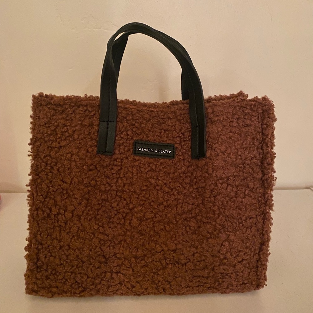 Brown fuzzy handbag